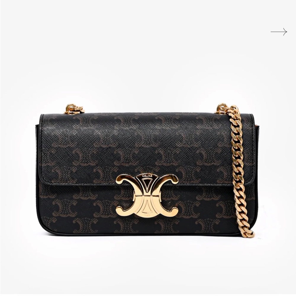 CELINE CANVAS TRIOMPHE 'CLAUDE' CHAIN SHOULDER BAG